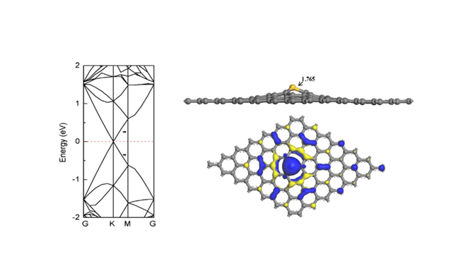 Geometric shape and band structure of graphene doped with silicon